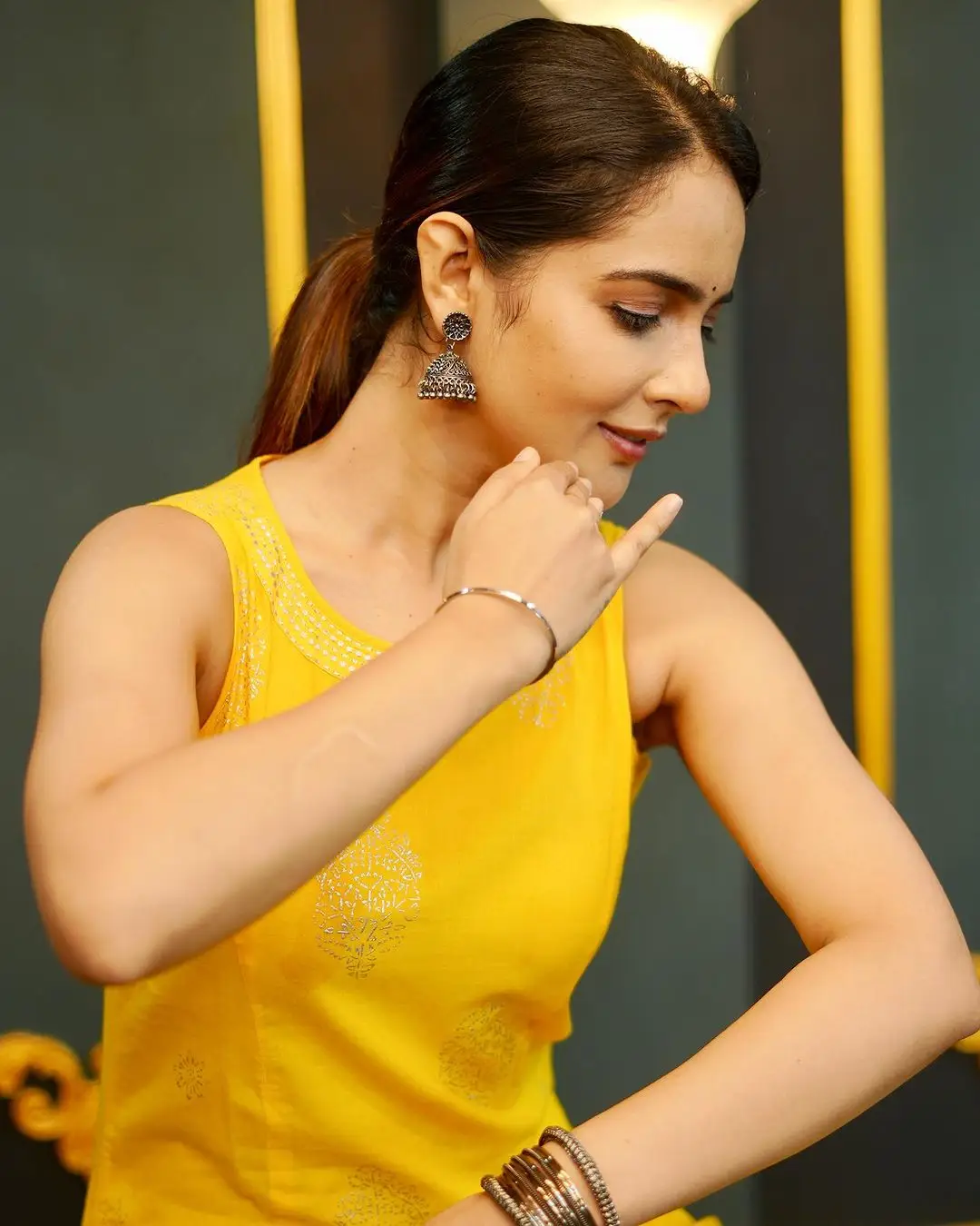 Malvi Malhotra Stills in Yellow Gown